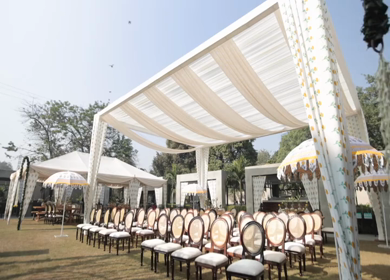 A Slow Motion Shot of an Indian Wedding Venue Decoration in India