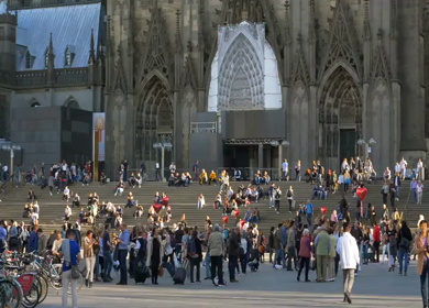 20th March 2026 : A Slow Motion shot of Crowd at Cologne Cathedral in Germany