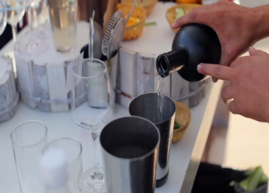 A slow motion shot of a bar at an Indian wedding in New Delhi, India