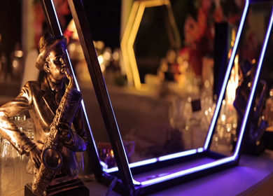 A slow motion shot of a bar at an Indian wedding in New Delhi, India