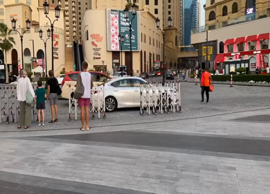 30 March 2023 : A Timelapse Shot of People and Traffic at Jumeirah Beach Residence- JBR at Dubai,UAE 