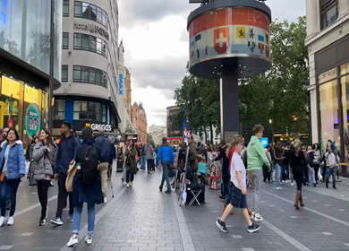 Leicester Square, London, England- 15th June 2024 : A Timelapse shot of people in Leicester Square at London , United Kingdom