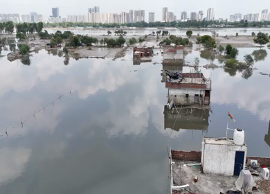 Aerial Drone Footage of Flooded Homes in Delhi, India – 2025 Heavy Rains