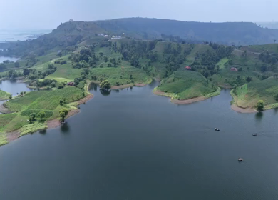 Aerial Drone View of Banswara Lakes and Islands, Rajasthan, India