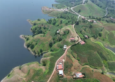 Aerial Drone View of Banswara Lakes and Islands, Rajasthan, India
