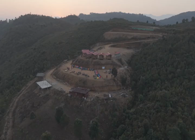Aerial Drone View of Camping Site in Hills of Nagaland, Northeast India