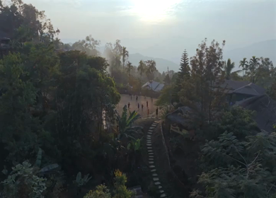 Aerial Drone View of Kids Playing Football in Village, Nagaland, Northeast India