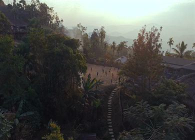 Aerial Drone View of Kids Playing Football in Village, Nagaland, Northeast India