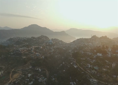 Aerial Drone View of Kohima City on Hills, Nagaland, Northeast India