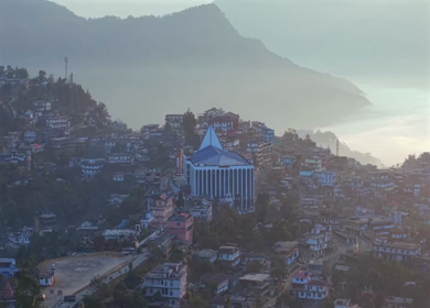 Aerial Drone View of Kohima City on Hills, Nagaland, Northeast India