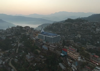 Aerial Drone View of Kohima City on Hills, Nagaland, Northeast India