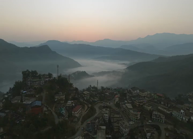 Aerial Drone View of Kohima City on Hills, Nagaland, Northeast India