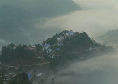 Aerial Drone View of Kohima City on Hills, Nagaland, Northeast India