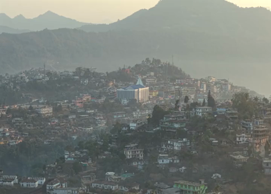 Aerial Drone View of Kohima City on Hills, Nagaland, Northeast India