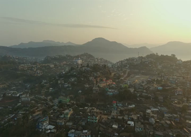 Aerial Drone View of Kohima City on Hills, Nagaland, Northeast India