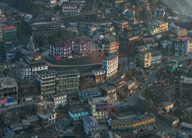Aerial Drone View of Kohima City on Hills, Nagaland, Northeast India