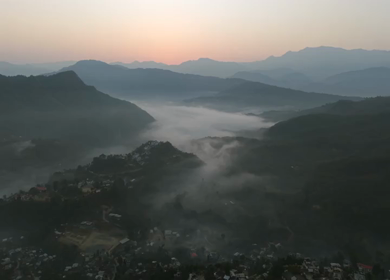 Aerial Drone View of Kohima City on Hills, Nagaland, Northeast India