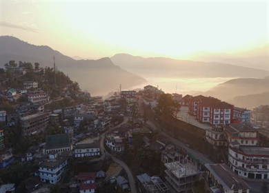 Aerial Drone View of Kohima City on Hills, Nagaland, Northeast India
