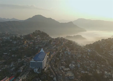 Aerial Drone View of Kohima City on Hills, Nagaland, Northeast India