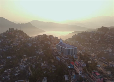 Aerial Drone View of Kohima City on Hills, Nagaland, Northeast India