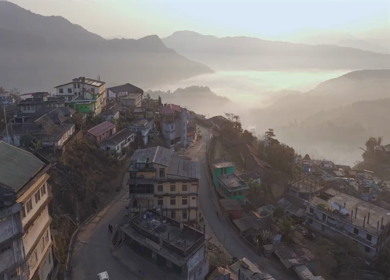 Aerial Drone View of Kohima City on Hills, Nagaland, Northeast India