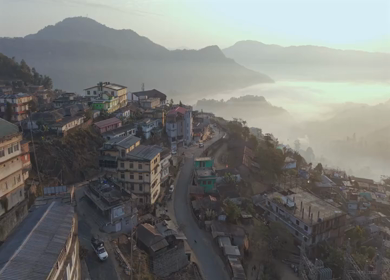 Aerial Drone View of Kohima City on Hills, Nagaland, Northeast India