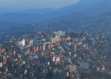 Aerial Drone View of Kohima City on Hills, Nagaland, Northeast India