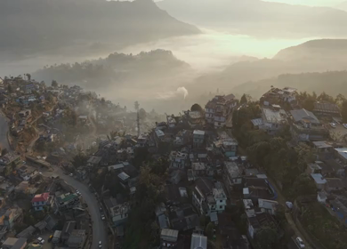 Aerial Drone View of Kohima City on Hills, Nagaland, Northeast India