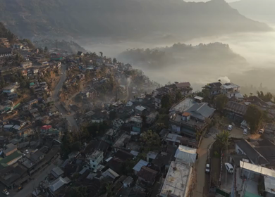 Aerial Drone View of Kohima City on Hills, Nagaland, Northeast India