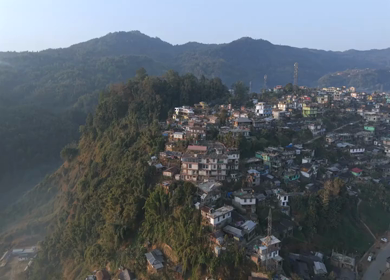 Aerial Drone View of Kohima City on Hills, Nagaland, Northeast India