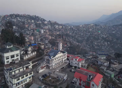 Aerial Drone View of Kohima City on Hills, Nagaland, Northeast India