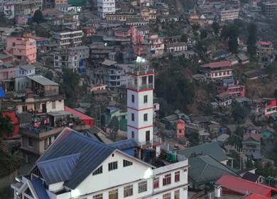 Aerial Drone View of Kohima City on Hills, Nagaland, Northeast India