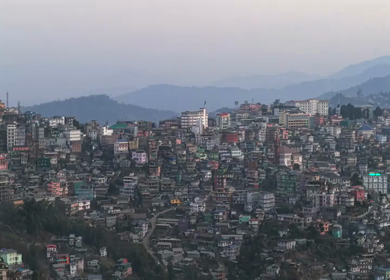 Aerial Drone View of Kohima City on Hills, Nagaland, Northeast India