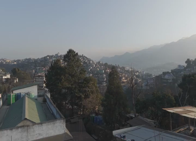 Aerial Drone View of Kohima City on Hills, Nagaland, Northeast India