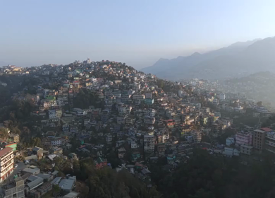 Aerial Drone View of Kohima City on Hills, Nagaland, Northeast India