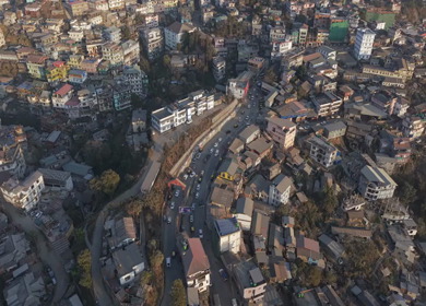 Aerial Drone View of Kohima City on Hills, Nagaland, Northeast India