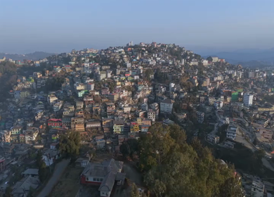 Aerial Drone View of Kohima City on Hills, Nagaland, Northeast India