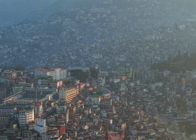 Aerial Drone View of Kohima City on Hills, Nagaland, Northeast India