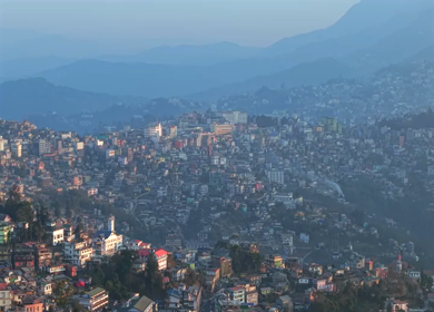 Aerial Drone View of Kohima City on Hills, Nagaland, Northeast India