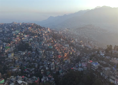 Aerial Drone View of Kohima City on Hills, Nagaland, Northeast India