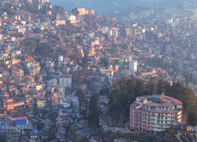 Aerial Drone View of Kohima City on Hills, Nagaland, Northeast India