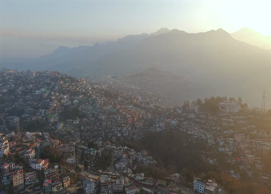 Aerial Drone View of Kohima City on Hills, Nagaland, Northeast India