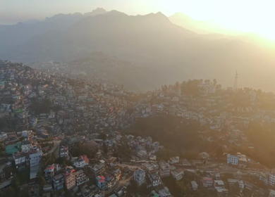 Aerial Drone View of Kohima City on Hills, Nagaland, Northeast India
