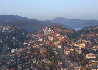 Aerial Drone View of Kohima City on Hills, Nagaland, Northeast India
