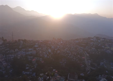Aerial Drone View of Kohima City on Hills, Nagaland, Northeast India