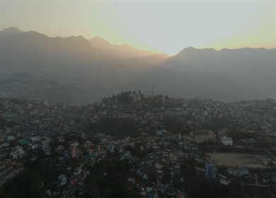 Aerial Drone View of Kohima City on Hills, Nagaland, Northeast India