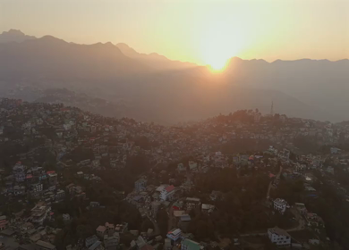 Aerial Drone View of Kohima City on Hills, Nagaland, Northeast India