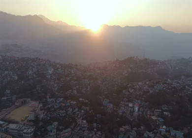 Aerial Drone View of Kohima City on Hills, Nagaland, Northeast India