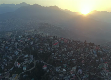 Aerial Drone View of Kohima City on Hills, Nagaland, Northeast India
