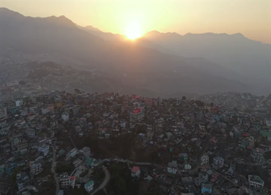 Aerial Drone View of Kohima City on Hills, Nagaland, Northeast India